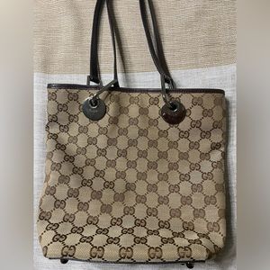 Authentic Gucci Small Tote Monogram Canvas Bag